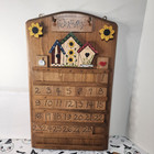 Vtg Wood Perpetual Wall Calendar Bird House Nest   Breakfast Hand Made Complete