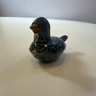Vintage Chinese Cloisonne Bird Trinket Box Blue Turquoise Enamel Brass Lidded