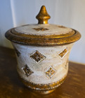 Vintage Florentine Pottery Candy Dish  Urn Or Bowl With Lid 9  X 5  Gilded