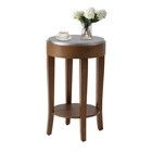 Round End Table  2-tier Classic Brown Side Table  Farmhouse Wood Accent Table   