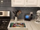 Great Pyrenees And Santa Claus Glass Cutting Board Large Dac4120lcb
