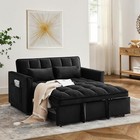 3 In 1 Convertible Sleeper Sofa Bed  Velvet Pull Out Futon Couch