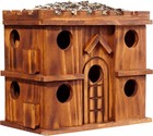 Wooden Bird Houses For Outside 9 Rooms Bird House  Carbonized Pine Rustic Finish