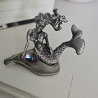 Pewter Fantasy Mermaid Figurine Statue Collectible Decor With Glass Orb ball