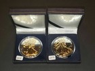 2010   2012 1oz Silver  999 American Eagle Dollars Gold Gilded Proof Like  