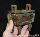 3 2 old China Ancient Dynasty Bronze Animal Pattern Incense Burner Censer Statue