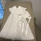 House Of Hatten White Cotton Victorian Christening Gown Dress Bonnet 6 Mth