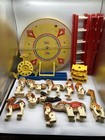 Vintage 1962 Wooden Fisher Price Circus Wagon Train  Animals  Ladders   Rare