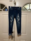 Berke Distressed Skinny Stretch Jeans Blue Denim Women s 5-pocket Design