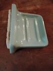 Vintage Blue Ceramic Soap Dish Tray  Mid Century Modern Retro