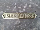 Brass Mermaids Wall Plaque Sign - Nautical Beach House Boat Decor Mermaid Sign