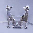 Vintage Sterling Silver Handmade Brooch  925 Letter M Kitty Cat Pin