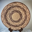 Vintage Handwoven Grasses Shallow Basket Native American African Tribal Large 14
