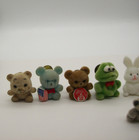 Lot Of Vintage Miniature Flocked Fuzzy Teddy Bears  Bunny Rabbits  Frog   
