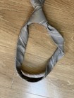 Guess Men s Silk Tie Gray silver Striped Woven Logo Accent One Size