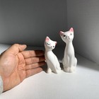Pair Of Vintage Mid Century Modern Cat Salt   Pepper Shakers White Pink