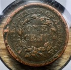 1856 Braided Hair Large Cent - Bent - Actual Coin Shown - Free Shipping Inv124