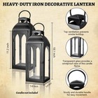 Black Large Lanterns Decorative Outdoor Set Of 2  Tall 18 Inches Metal Hurric   