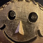 Antique Smiley Pin Brooch pendant Gold  Vintage Clean Rare Chic Auth