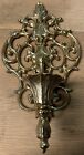 One Vintage Hollywood Regency Ornate Metal Wall Sconce Candle Holder Gold