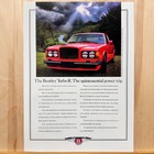 1989 Bentley Turbo R Red Sedan Mountain River Vintage Print Ad Car Garage Art