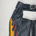 Vintage Mens Motorcycle Chaps Xl Black Leather Flame Fire Design Waist 34-42 
