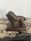 Vintage Antique Cast Iron Brass bronze Color Lion Heavy Coin Bank Mounted