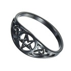 Celtic Pentacle Ring Black Stainless Steel Pagan Protection Star Trinity Band