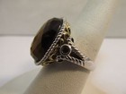 Sterling Silver Ring W  Diamond Cut 10ct Tiger Eye Stone Ring Size 8 -   sr74