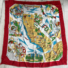 Vintage Souvenir Scarf 100  Silk Made In Japan California Map Travel Vacation