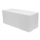White 6  Ft Fitted Table Cover Polyester Tablecloth Trade Show Booth Dj