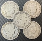Barber Half Dollar Lot Of 5 - Mixed Dates