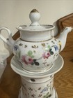 Antique 1800s French Porcelain Teapot Kettle Tea Warmer Floral Tisani  re Read