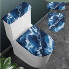 Toilet Lid Cover And Toilet Tank Cover Set With Elastic Bottom Blue Marble