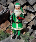 New Primitive Santa Candy Cane Cardinal Christmas Figure Recycled Metal 11 t