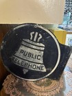 Vintage Bell Systems Public Telephone Double Sided Flange Sign Painted Metal  o