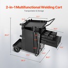 Uimoso Heavy Duty Welding Cart With Lockable Cabinet And 2 Drawers  350 Lbs