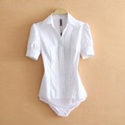 Hot New Bodysuit Long Sleeve Women Body Shirt White Blouses Tops Business Party