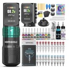 Wireless Tattoo Gun Kit With 2pcs 2300mah Batteries  10pcs Inks  7 Adjustable St