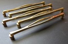 Vtg  Mid Century Modern Retro Set Of 5 Brassed Toned 1960 s Drawer Pull Handles