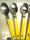 Lot Vintage Yellow Modern Hong Kong Stainless Plastic Retro Flatware 21pc
