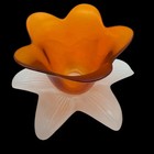 Tulip Flower Orange Frosted Glass Votive Candle Holder Tea Light Italy 7 5  Nwot