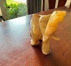 Vintage Carved Onyx Elephant Figurine Statue