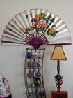                                                            Antique China Hand Painted Artwork Folding Bamboo Fan Decor