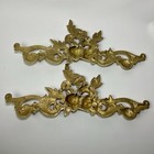 Vintage Ornate Polished Brass Rose Embellishments Furniture Mounts Decor Set