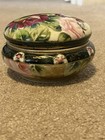 Vintage Hand Painted Nippon Porcelain Dresser Jar Floral Vanity Powder Jar 