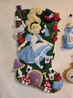 New Finished Bucilla Felt Christmas Stocking Alice In Wonderland With Ornaments 