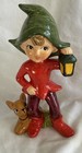 Vintage Homco Christmas Pixie Elves Figurine Elf Mcm Deer Bunny Chalkware 5215-6