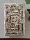Hand Made Mother Of Pearl Abalone Wood Hinged Trinket Jewelry Box Jerusalem 