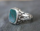 Vintage Gold Bloodstone Sterling Silver Ring Handmade Men s Ring Silver Men Ring